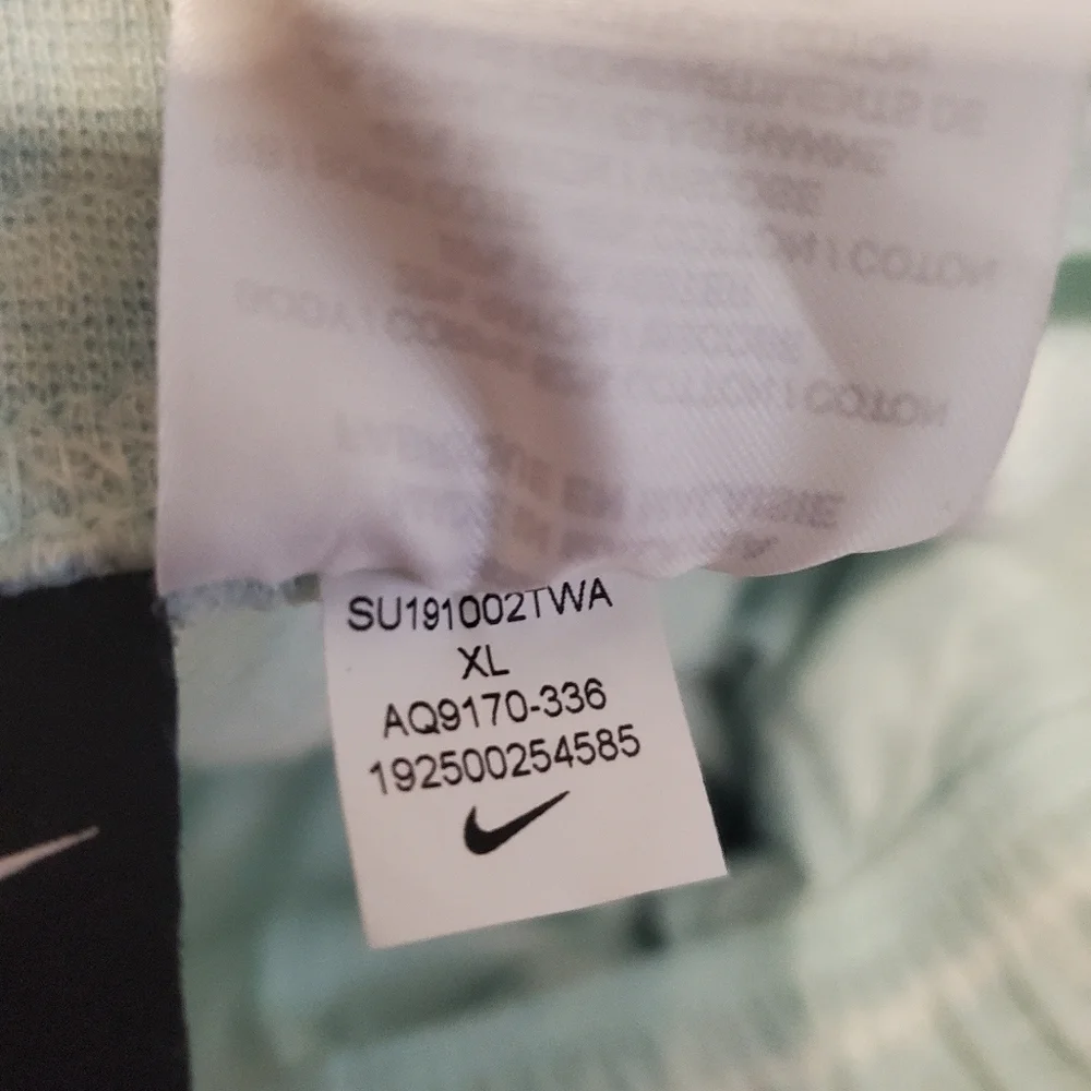 NIKE Shorts Girls XL Blue White Striped Jersey knit Elastic pull‎ on Drawstring